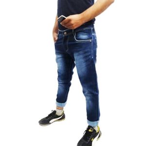 Pandla Men's Skinny Fit Dark Blue Cotton Jeans
