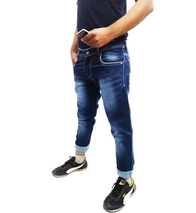 Pandla Men's Skinny Fit Dark Blue Cotton Jeans