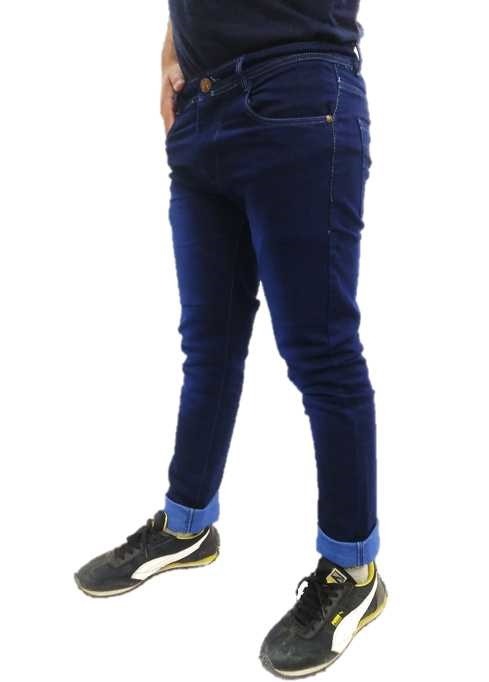 Pandla Men's Skinny Fit Dark Blue Cotton Jeans