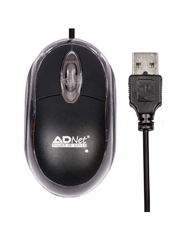 ADNET AD-201 1000DPI High Precision Optical Mouse – Ergonomic, Ambidextrous, Plug & Play Wired USB Mouse for Office & Gaming