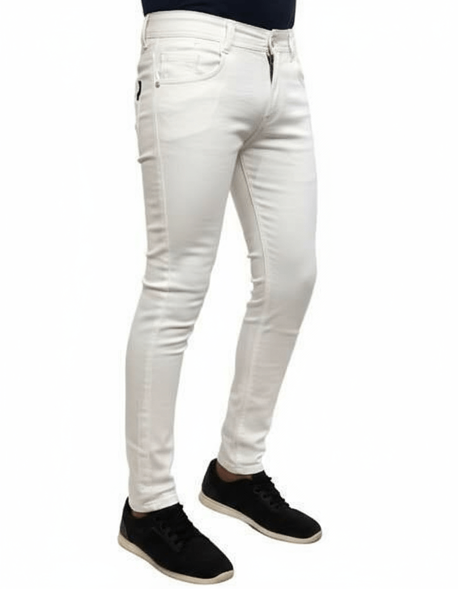 Slim Fit White Skinny Jeans for Men – Stylish & Comfortable Denim