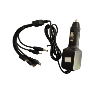 Universal Multi Pin Car Charger Adapter – 5 Port, Fast Charging, Travel Ready (Black, 12V/5V Output)