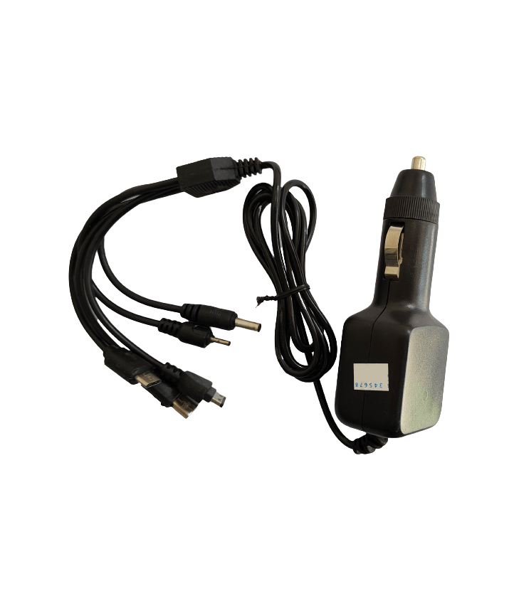 Universal Multi Pin Car Charger Adapter – 5 Port, Fast Charging, Travel Ready (Black, 12V/5V Output)