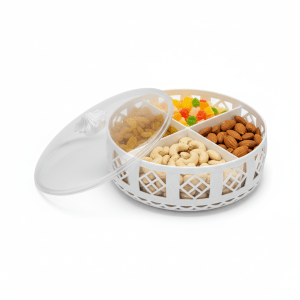 KAVIT ENTERPRISE Richy Round Multipurpose Dry Fruit/Sweets Box with Transparent Lid