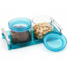 Trayonix Multipurpose Airtight 2-Piece Plastic Jar Set with Silver Handle Tray, 500ml, BPA-Free