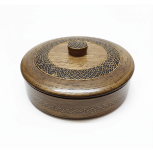 TITAN Kavit Multipurpose Dry Fruit & Candy Box | 4-Section White Tray, Decorative Wooden Lid | BPA-Free Food Grade