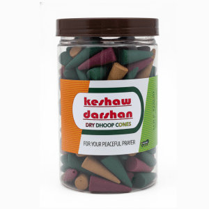 Keshav Darshan Dry Dhoop Cones | Multicolor Incense Cones Jar | Peaceful Prayer Aroma | 220g