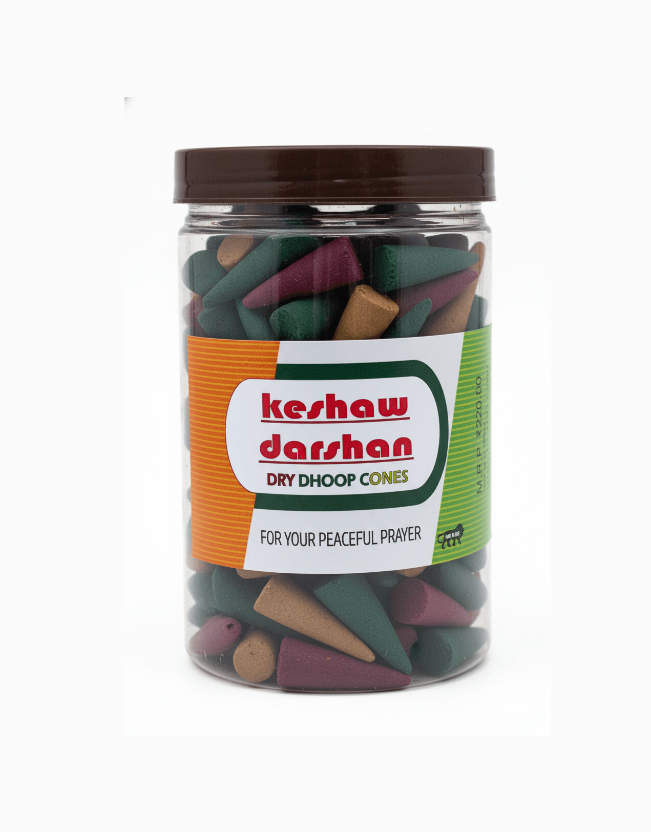 Keshav Darshan Dry Dhoop Cones | Multicolor Incense Cones Jar | Peaceful Prayer Aroma | 220g